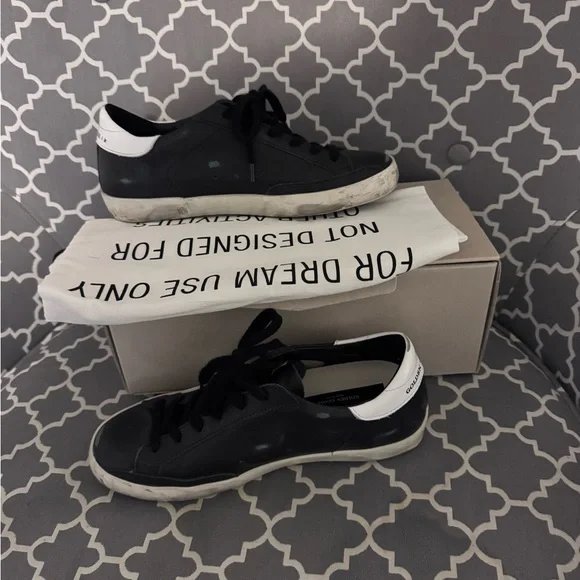 Golden Goose Black Leather Star Accent Superstar Sneakers